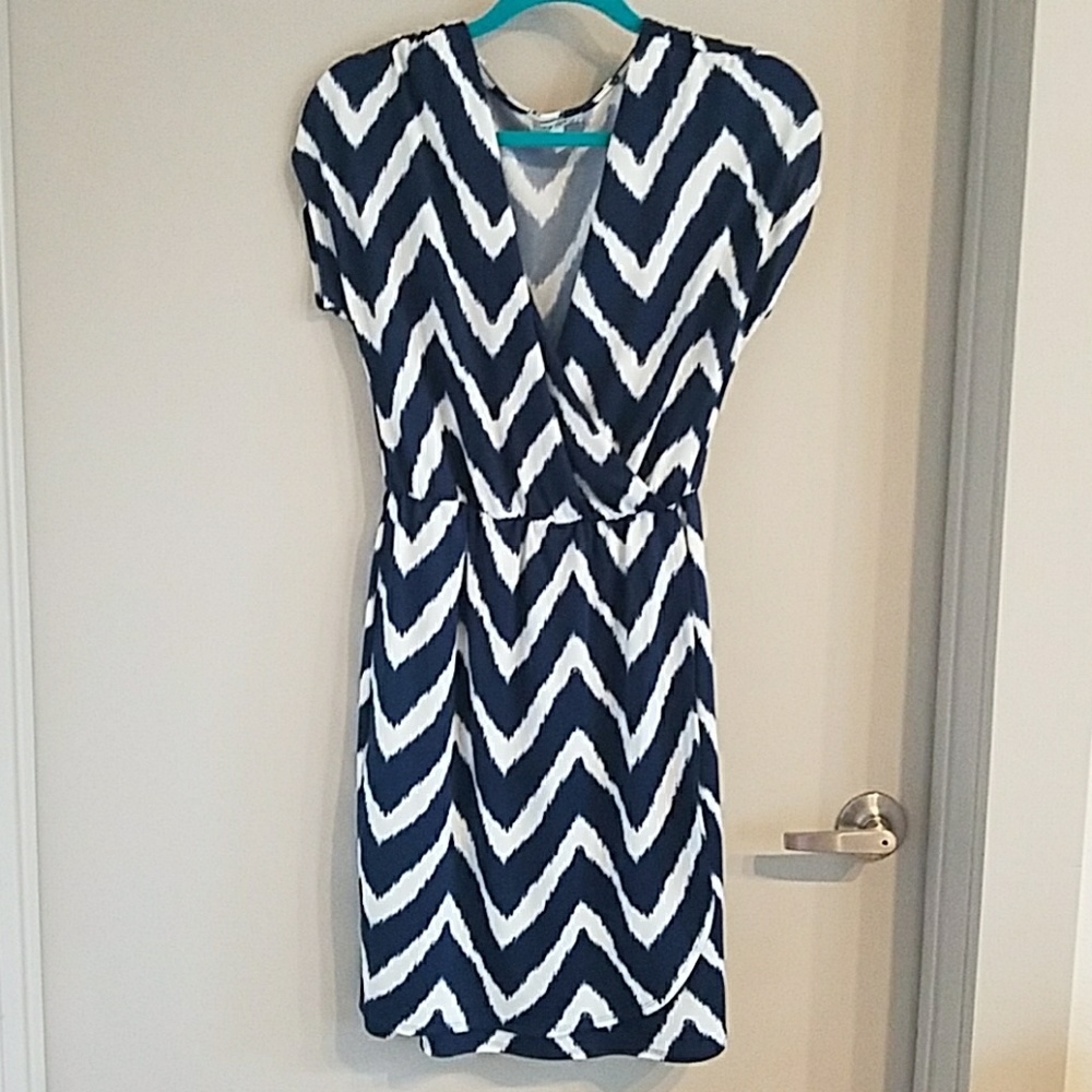 *3/$15* Chevron Surplice Faux Wrap Dress